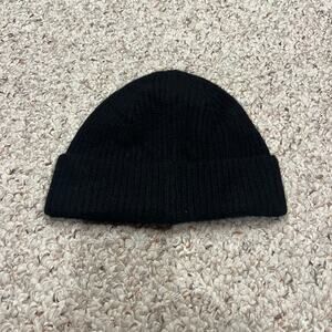 Quince Cashmere Beanie Hat Black Quiet Luxury Winter Old Money Cozy FLAW